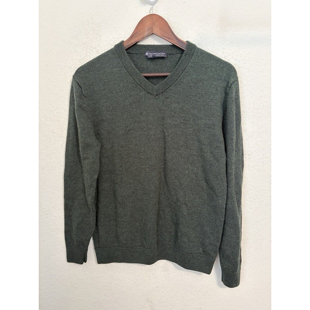 Hart Schaffner Marx Men's Green 100% Merino Wool V-Neck Sweater Size M